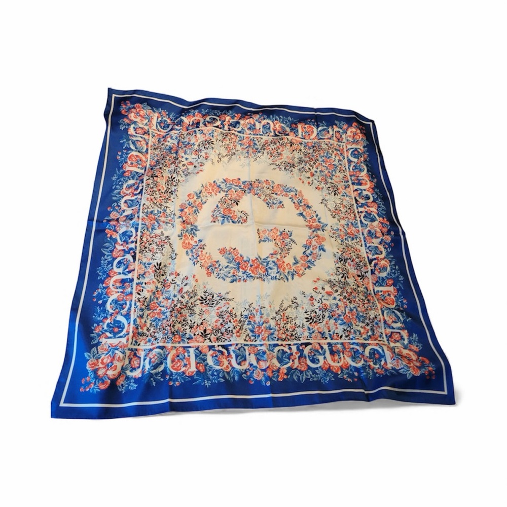 Fashion Designer Floral Silk Scarf - Multicolor New! - Picture 1 of 6